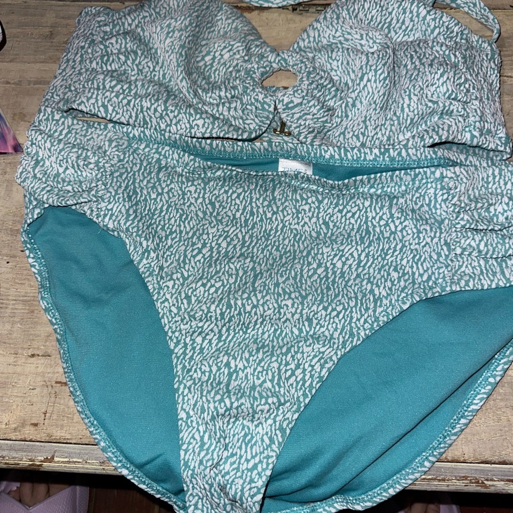Women’s Plus Size Teal and White Bikini 16/18